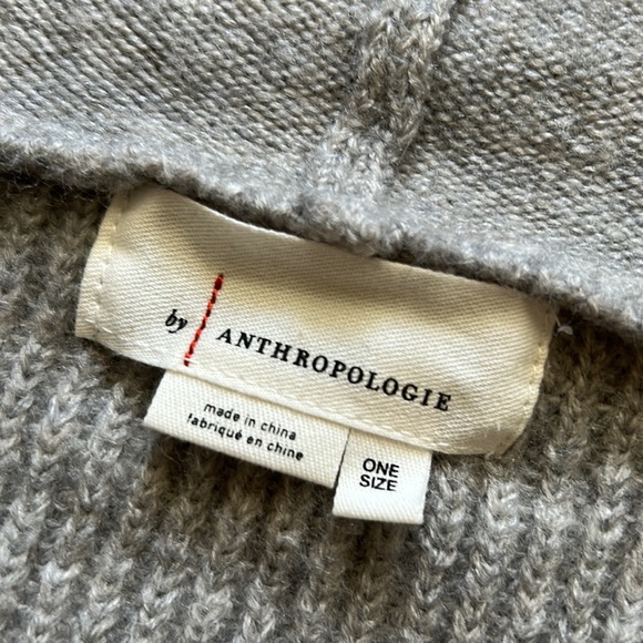 Anthropologie Gray Heather Open Front Hooded Cocoon Cardigan Sweater One Size - Picture 7 of 9